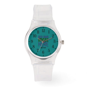 BEARBEITBARES SÜßES KLAR TEAL GRÜN BILD TEXT VORLA ARMBANDUHR