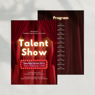 Bearbeitbares Talent-Show-Auftrittsprogramm Dankeskarte