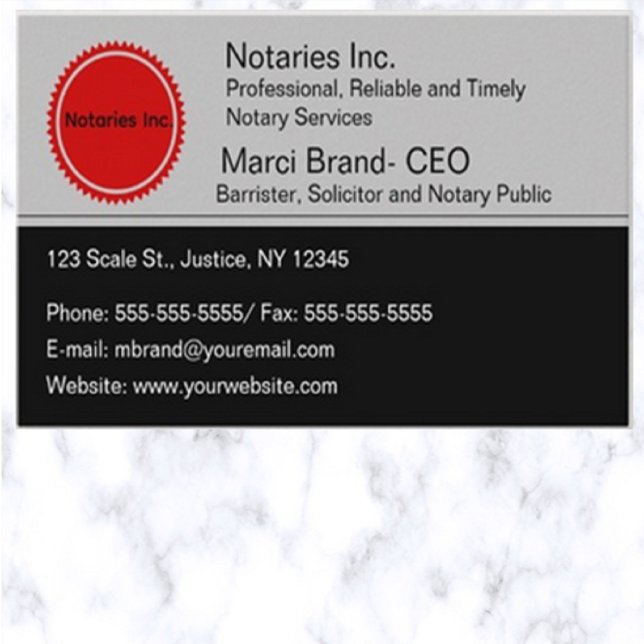Bearbeiten der Business Card für Notare Visitenkarte (Von Creator hochgeladen)