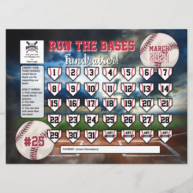 Bearbeiten des Baseball-Calendar-Fundraiser-Flyers Einladung (Vorderseite)