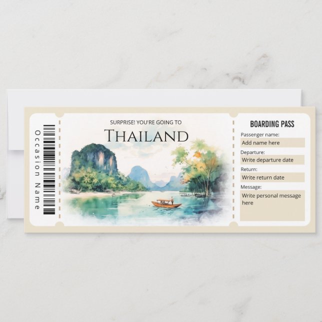 Bearbeiten des Tickets für den Thailand Flugzeug B Einladung (Vorderseite)