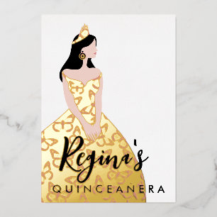 Bearbeiten Haut und Haarfarbe Quinceñera Foil Einl Folieneinladung
