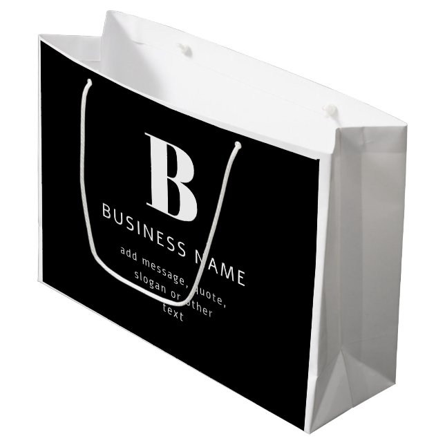 Bearbeiten moderner Name und Meldung für Monogramm Große Geschenktüte (Vorderseite Schrägansicht)