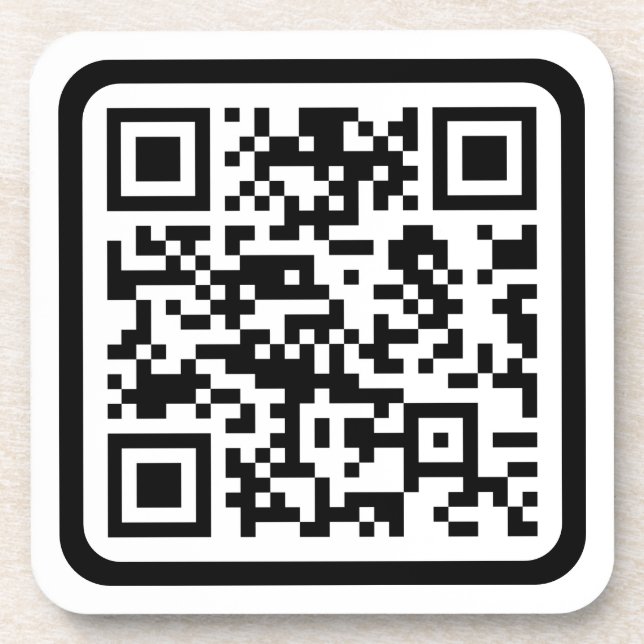 Bearbeiten moderner QR-Code | Schwarz-weiß oder fa Getränkeuntersetzer (Vorderseite)