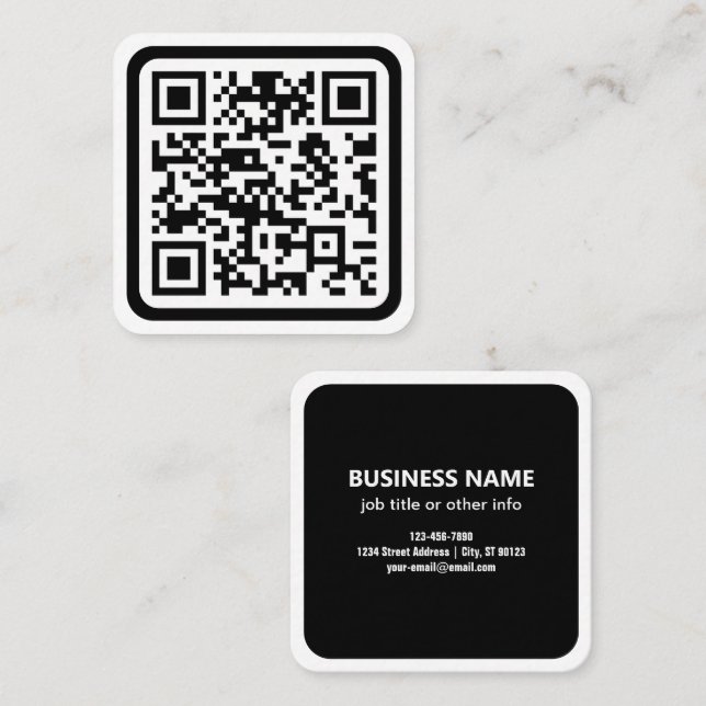 Bearbeiten moderner QR-Code | Schwarz-weiß oder fa Quadratische Visitenkarte (Vorne/Hinten)