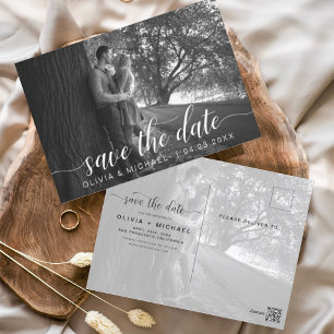 Bearbeiten Save the Date Weißes handgeschriebenes  Postkarte