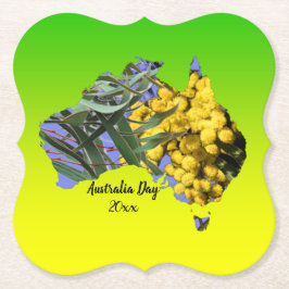 Bearbeiten Sie Text Australia Day Gum Leaf Wattle Untersetzer