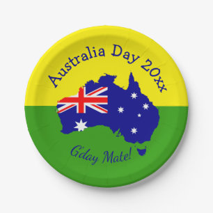 Bearbeiten Sie Text Jahr Australien Tag 7" Pappteller
