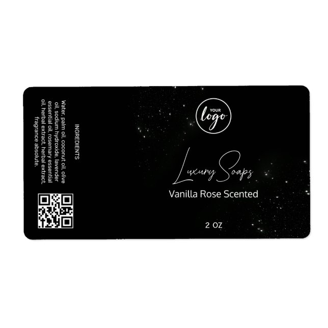 Bearbeiten von Etiketten für Black Glitzer Soap (Vorne)