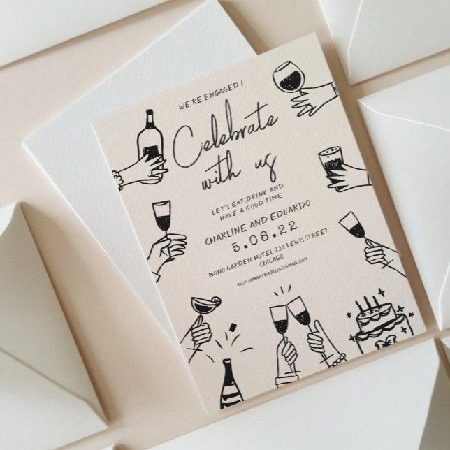 Bearbeiten von Retro Contemporary Verlobung Einladung (Von Creator hochgeladen)