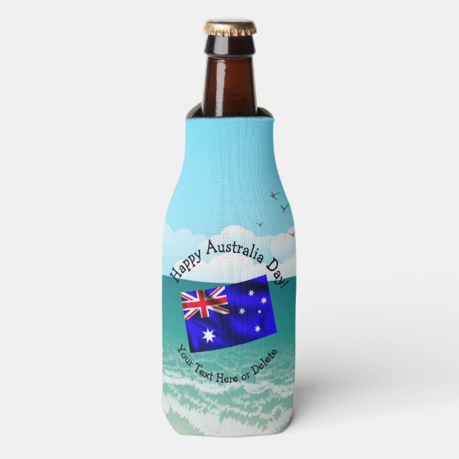 Bearbeiten von Text, der Australien Day Flag Beach Flaschenkühler (Flaschenvorderseite)