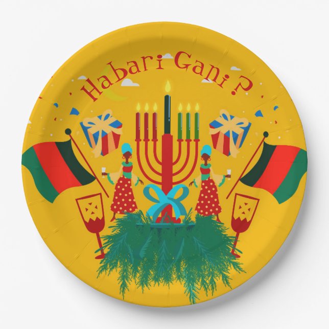 Bearbeiten von Text im Kwanzaa-Party 9" Pappteller (Vorderseite)