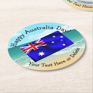 Bearbeiten von Text zum Australientag Runder Pappuntersetzer