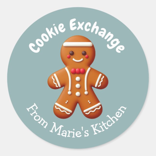Bearbeiten von Weihnachts-Cookie-Exchange-Party Runder Aufkleber (Vorderseite)