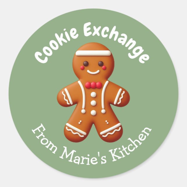 Bearbeiten von Weihnachts-Cookie-Exchange-Party Runder Aufkleber (Vorderseite)