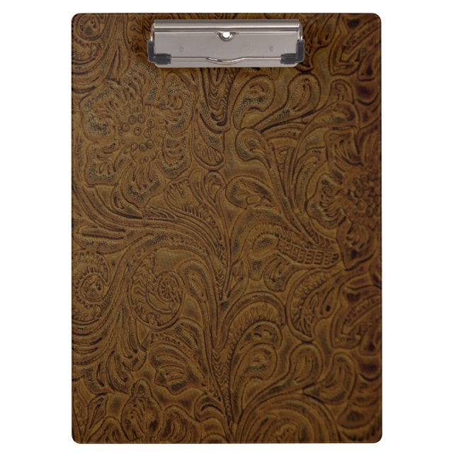 Bearbeitetes Leder Browns Cowboy (Imitat) Klemmbrett (Vorderseite)