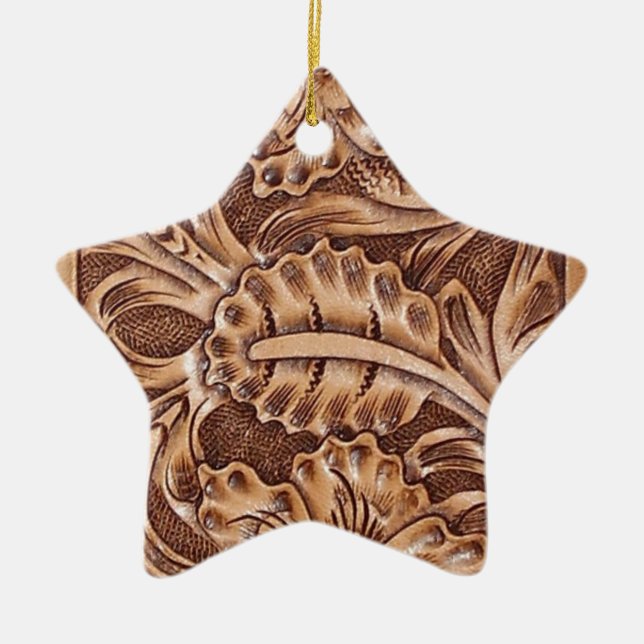 bearbeitetes Leder des Cowboy-Western-Landes Keramikornament (Vorne)