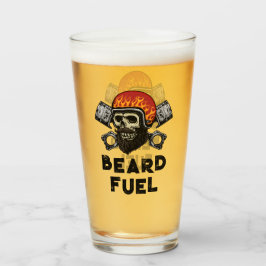 BEARD FUEL Funny Men Skull & Flames Joke Geschenk Glas
