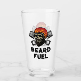 BEARD FUEL Funny Men Skull & Flames Joke Geschenk Glas