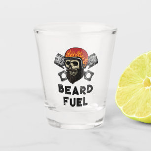 BEARD FUEL Funny Men Skull & Flames Joke Geschenk Schnapsglas