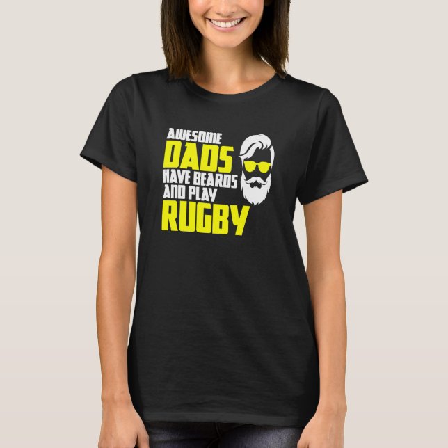 Beard Rugby Saying Fathers Day Rugby T-Shirt (Vorderseite)
