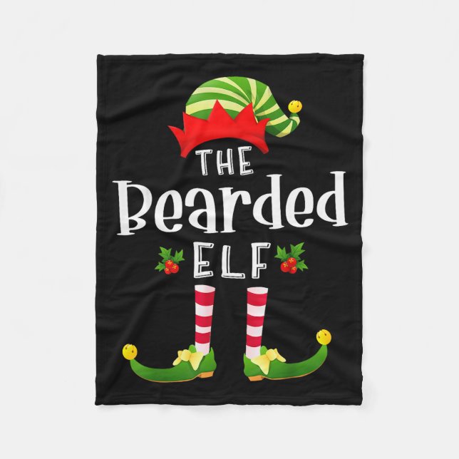 Bearded Christmas Elf Matching Pajama X-mas Party  Fleecedecke (Vorderseite)