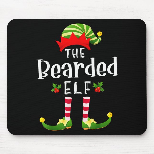 Bearded Christmas Elf Matching Pajama X-mas Party  Mousepad (Vorne)