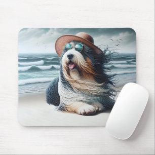 Bearded Collie Am Strand Mousepad