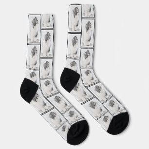 Bearded Collie Bart Schwarze Zeichnung Süßer Hund Socken