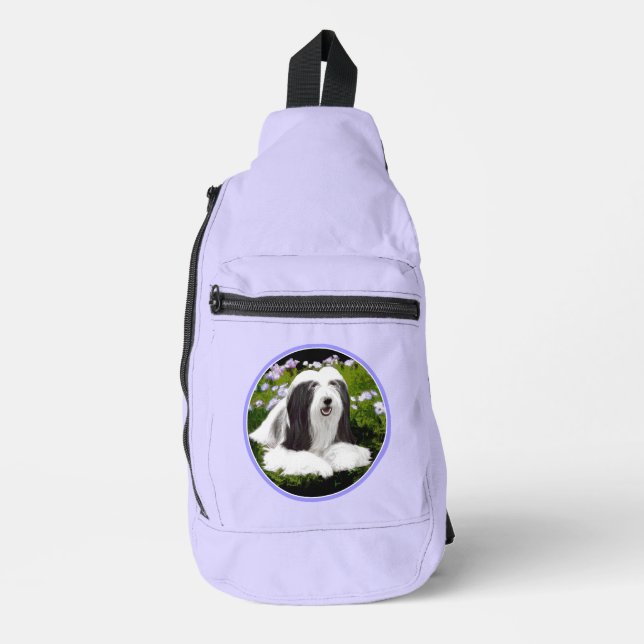 Bearded Collie Beardie Black Painting Niedliche Do Crossbody Bag (Vorderseite)