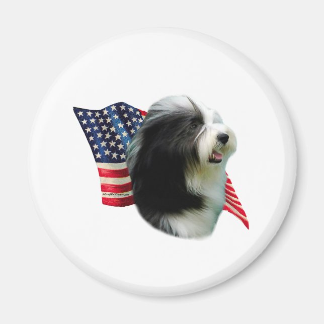 Bearded Collie Flag Magnet (Vorne)
