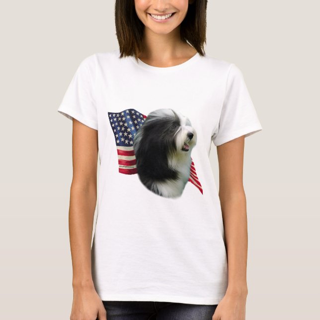 Bearded Collie Flag T-Shirt (Vorderseite)