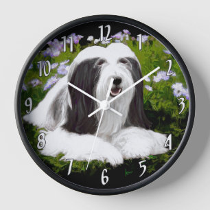 Bearded Collie Malerei - Süße originelle Hundekuns Uhr