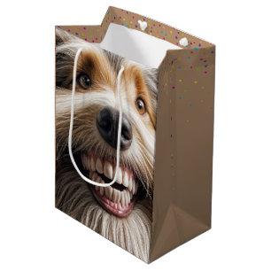 Bearded Collie mit einem Toothy Lächeln Mittlere Geschenktüte