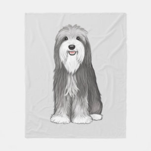 Bearded Collie   Niedlicher Cartoon Dog Throw Blan Fleecedecke