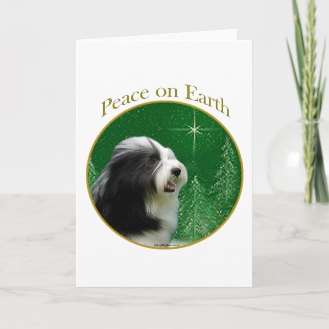 Bearded Collie Peace Feiertagskarte (Vorderseite)
