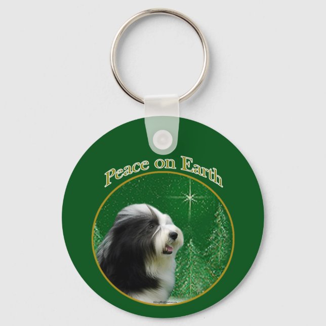 Bearded Collie Peace Schlüsselanhänger (Vorderseite)