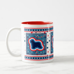 Bearded Collie Rot Weiß Und Blau 4. Juli Zweifarbige Tasse