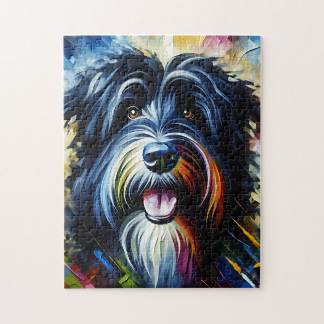 Bearded Collie | Schwarz | Akrylprint (Vertikal)