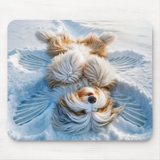 Bearded Collie Snow Angel Mousepad (Vorne)