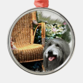Bearded Collie Summer Garden Silbernes Ornament