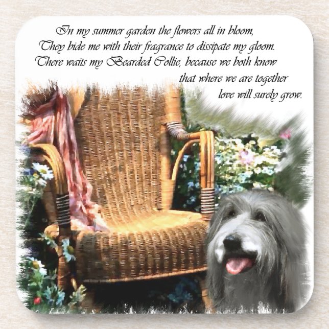 Bearded Collie Summer Garden Untersetzer (Vorderseite)