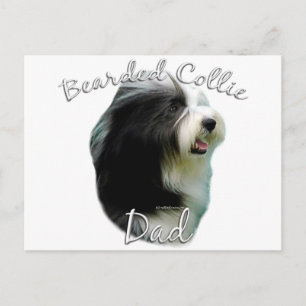 Bearded Collie Vater 2 Postkarte