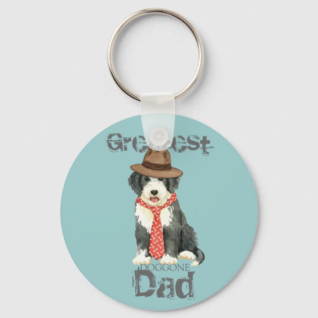 Bearded Collie Vater Schlüsselanhänger (Vorderseite)