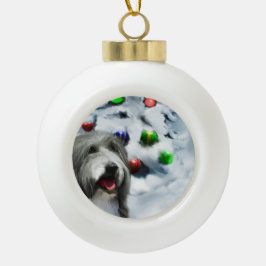 Bearded Collie Weihnachten Keramik Kugel-Ornament