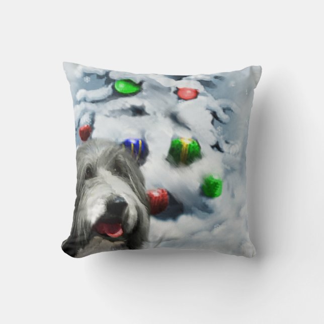Bearded Collie Weihnachten Kissen (Vorderseite)
