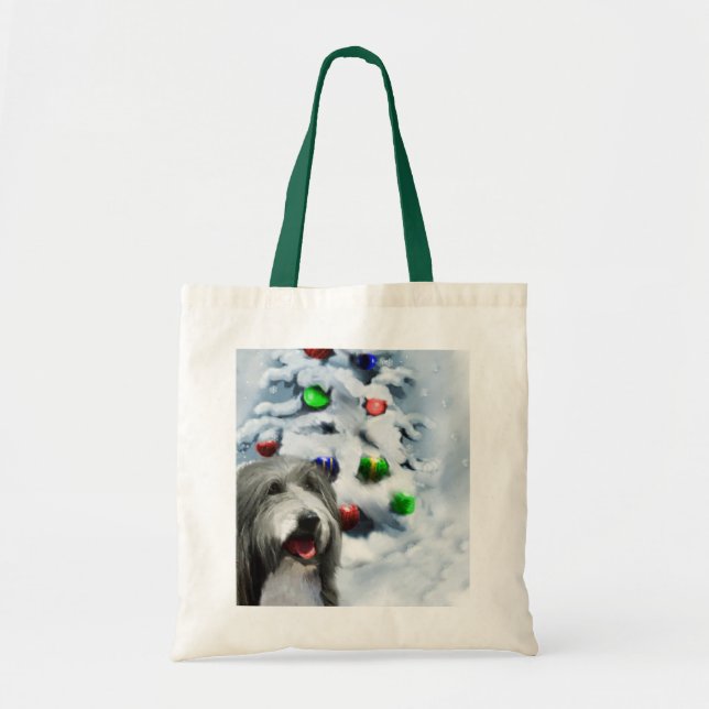 Bearded Collie Weihnachtsgeschenke Tragetasche (Vorne)