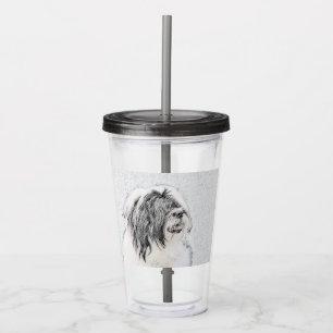 Bearded Collie Zeichnend - Niedliche Original Hund Acryltrinkbecher