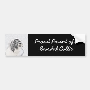 Bearded Collie Zeichnend - Niedliche Original Hund Autoaufkleber