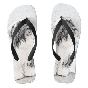 Bearded Collie Zeichnend - Niedliche Original Hund Flip Flops